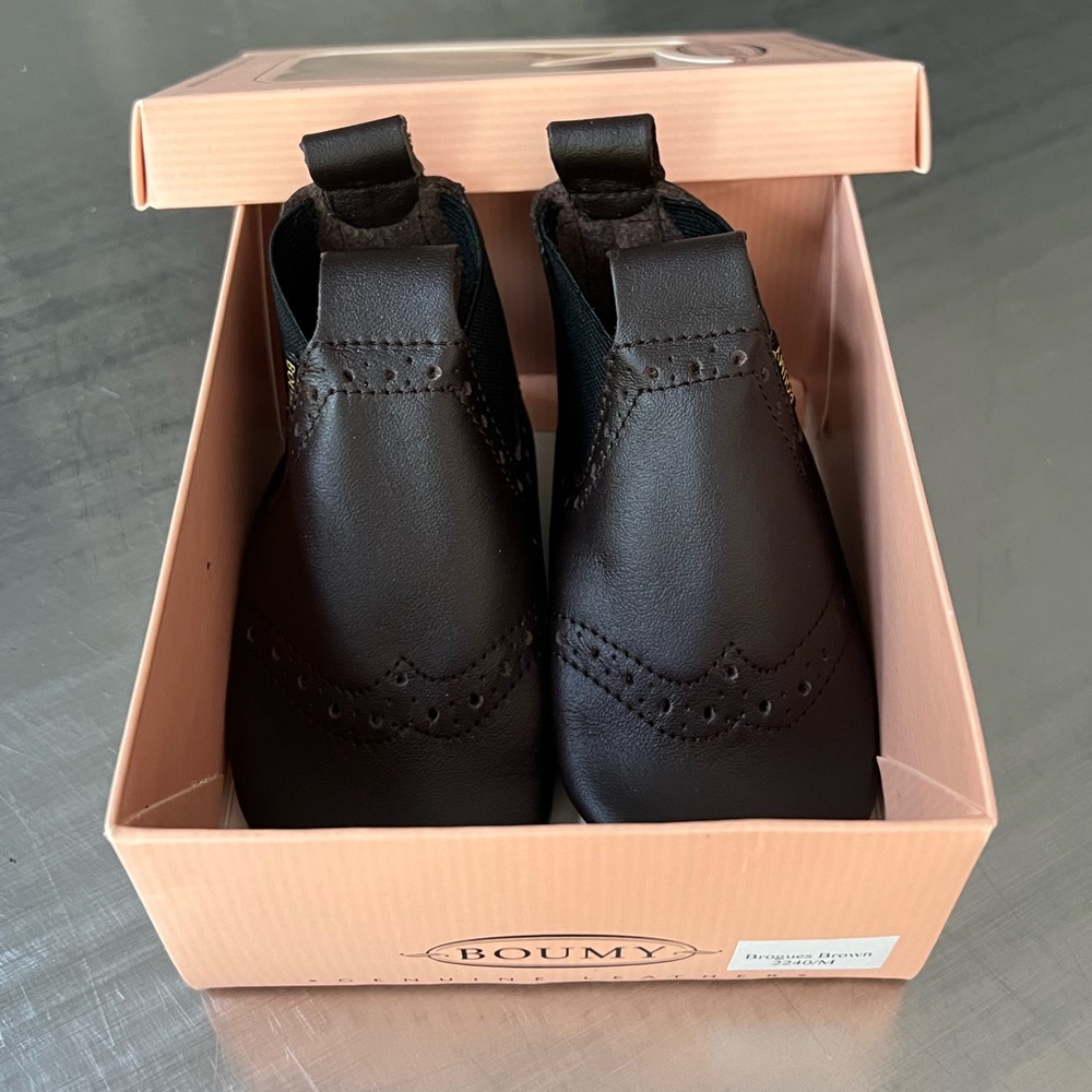 Boumy Leather Baby Booties - Color: Brogues Brown